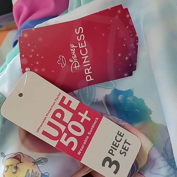 Girls Disney Little Mermaid 3 Piece Swim Coverup & Bikini NWT - Picture 6 of 6